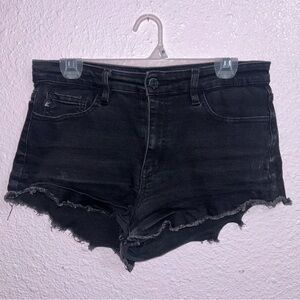 KanCan Black Jean Shorts Distressed Frayed Hem